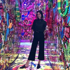 ZARA BLACK CULOTTES JEANS HIGH WAISTED W FRAYED BOTTOM